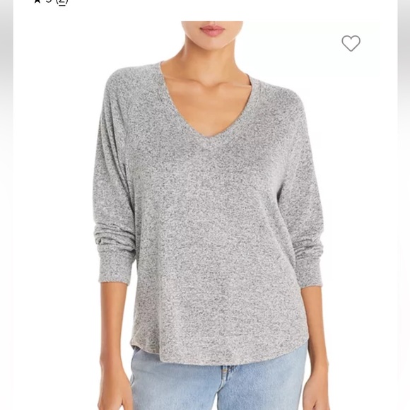 Rails Aden Long Sleeve V Neck Top in heather Grey - Picture 1 of 10